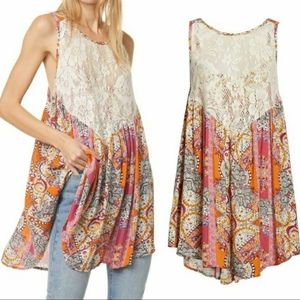 NWT FREE PEOPLE Boho Trapeze Tunic Sexy Top dress lacy lace XS